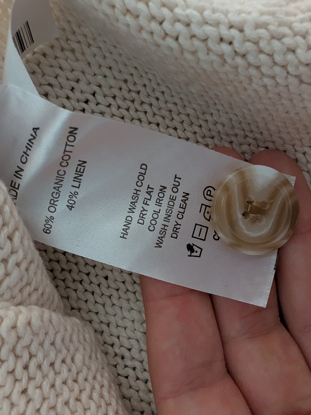 Quince Organic Cotton Linen Relaxed Cardigan Ivory White Small - Picture 4 of 8
